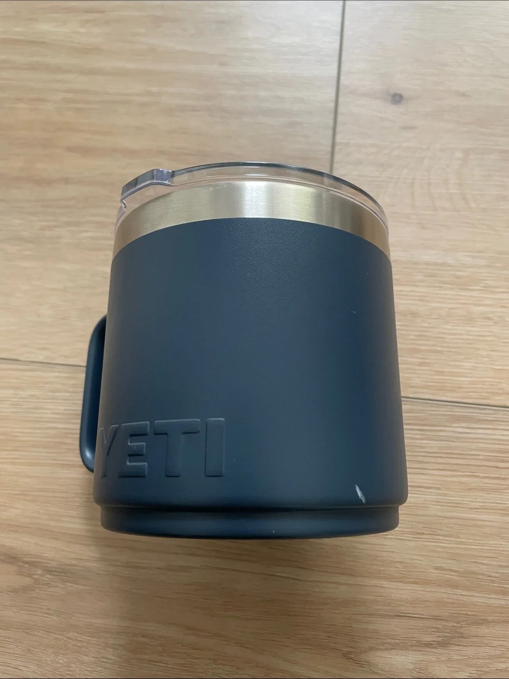 Yeti Navy Stainless Steel Travel Mug with Clear Lid, 14 oz